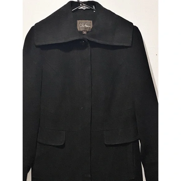 Cole Haan Black Classic Wool Coat - Picture 3 of 7